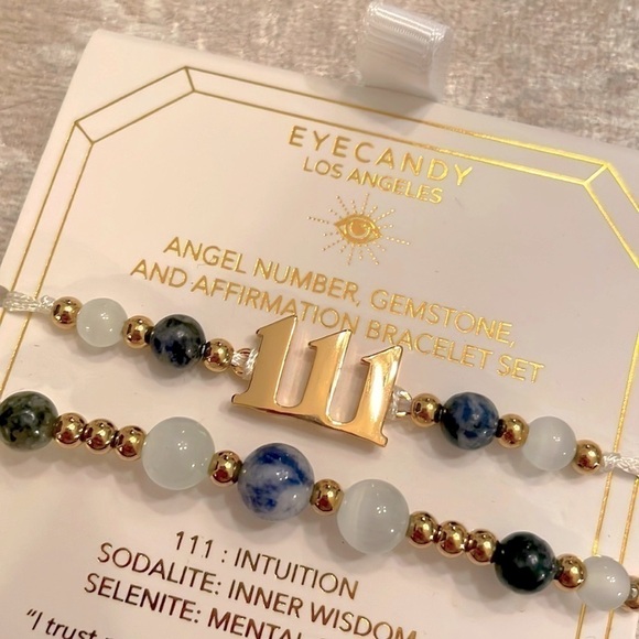 Brand New Eye Candy Angel Numbers 111 Intuition Beaded Gemstone Bracelet Set - Picture 7 of 9